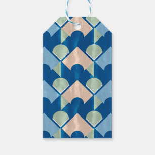 Metallic blue geometric diamond shapes gift tags