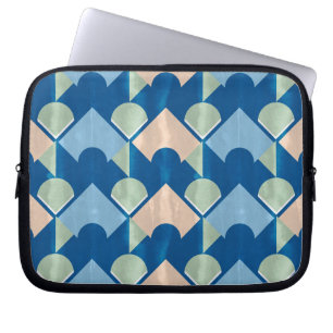 Metallic blue geometric diamond shapes laptop sleeve