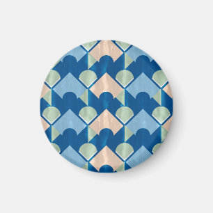 Metallic blue geometric diamond shapes magnet