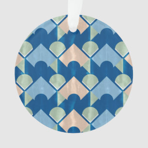 Metallic blue geometric diamond shapes ornament