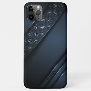 Metallic blue-grey stripes sparkles accent iPhone 11 pro max case