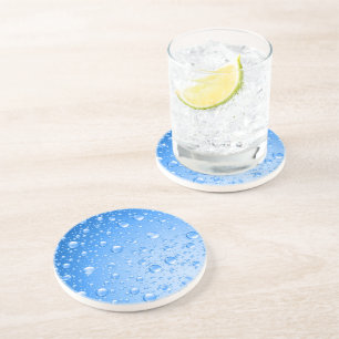 Metallic Blue Rain Drops Coaster