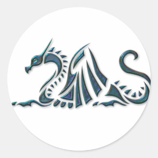 Metallic Blue Sea Dragon Classic Round Sticker