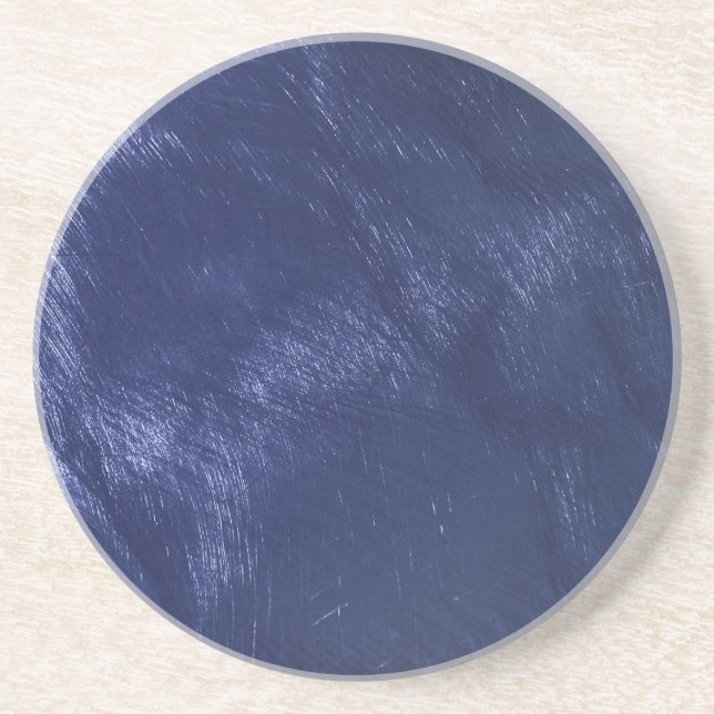 Metallic Blue Shiny Brushed Steel Look Coaster (Front)