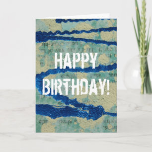 Metallic Blue Squiggle, Happy Birthday! Card