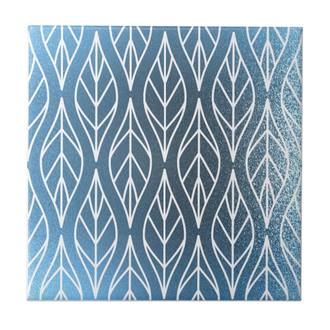 Metallic Blue White Stylish Ceramic Tile (Front)