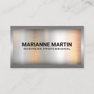 Metallic Border   Metal Brushed Background Business Card
