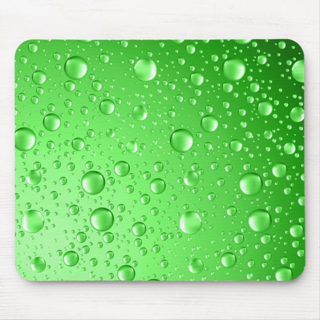 Metallic Bright Green Abstract Rain Drops Mouse Pad (Front)