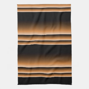 Metallic Bronze Copper Brown Ombre Stripes Tea Towel