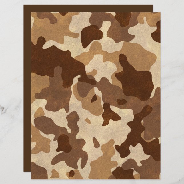 Metallic Bronze Desert Camouflage Scrapbook Paper (Front/Back)