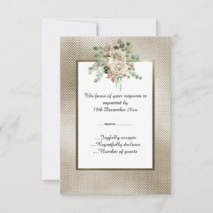 METALLIC BRONZE EMBOSSED WHITE FLORAL CUSTOM RSVP