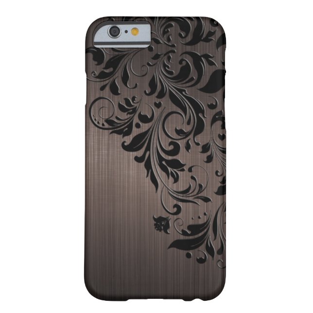 Metallic Brown Brushed Aluminium & Black Lace Case-Mate iPhone Case (Back)