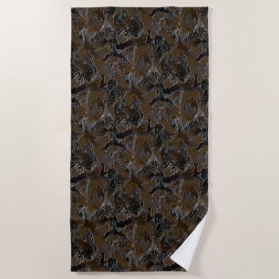 Metallic Brown Camouflage Beach Towel