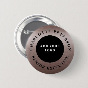 Metallic Brown Custom Logo Name Tag Promotional 6 Cm Round Badge