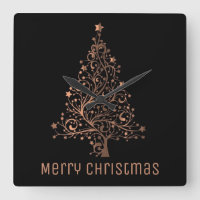 Metallic Brown Stars Christmas Tree Elegant Black