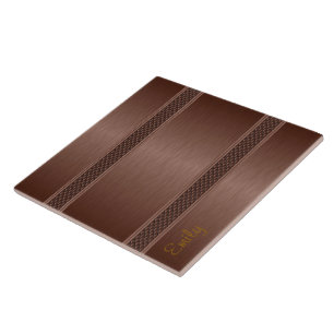 Metallic Brown Tones Brushed Aluminium Look 2 Ceramic Tile
