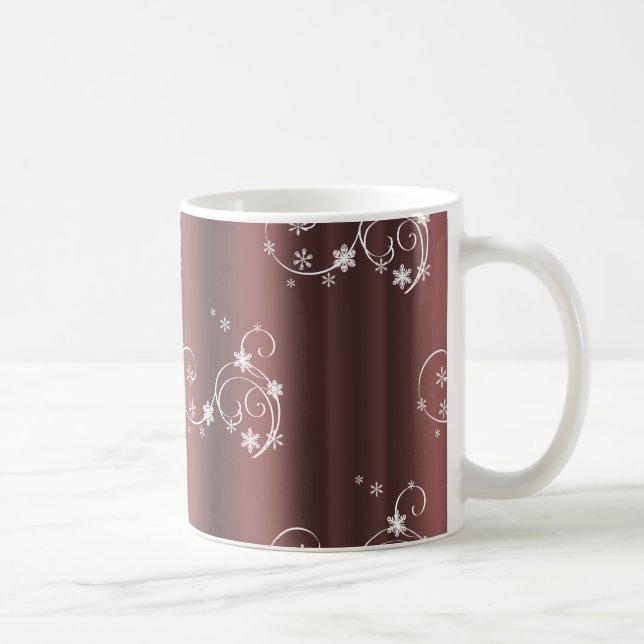 Metallic Brown White Swirls Christmas Coffee Mug (Right)