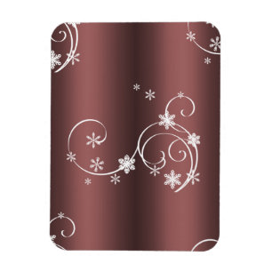 Metallic Brown White Swirls Christmas Magnet