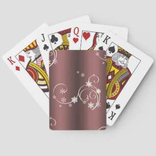 Metallic Brown White Swirls Christmas Playing Cards