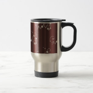 Metallic Brown White Swirls Christmas Travel Mug