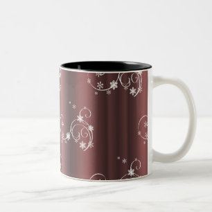 Metallic Brown White Swirls Christmas Two-Tone Coffee Mug