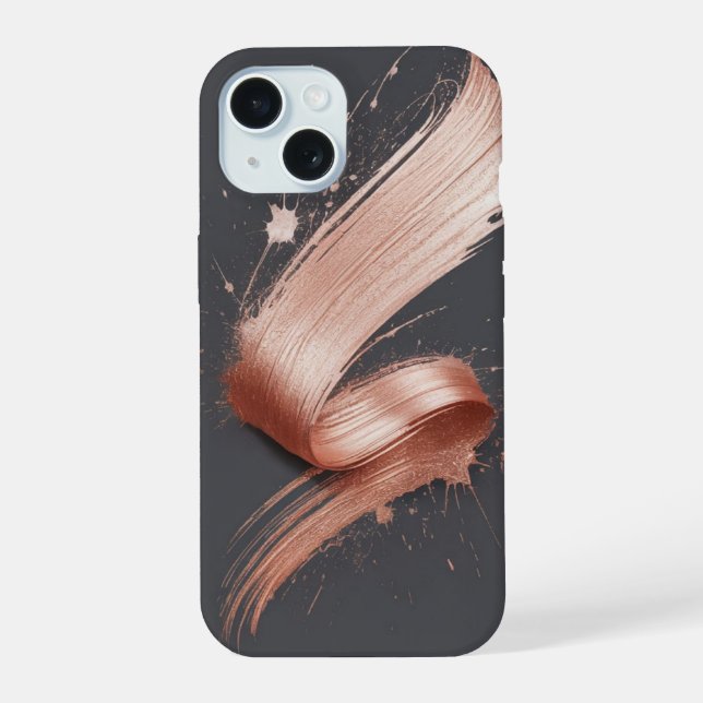 Metallic Brush Stroke Splatter iPhone 15 Case (Back)