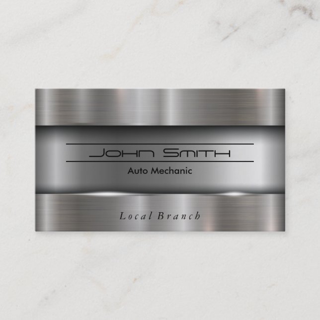 Metallic Brushed Industrial Business Card (Front)