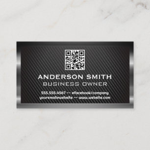 Metallic Brushed QR Code Carbon Fibre Business Card