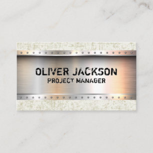 Metallic Brushed   Rivets   Grunge Texture Business Card