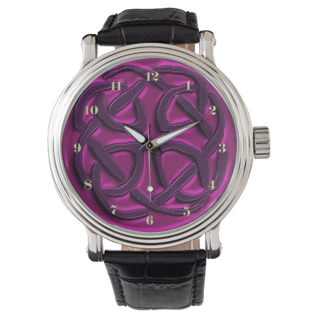 Metallic Burgundy Celtic Knot Wrist Watch (Front)