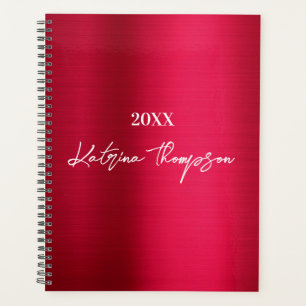 Metallic Burgundy Red Signature Script Planner