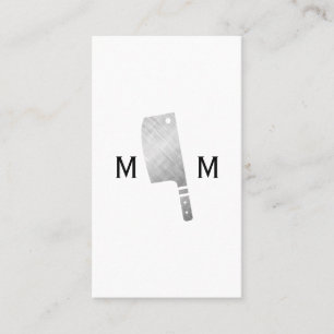 Metallic Butcher Knife Monogram Business Card