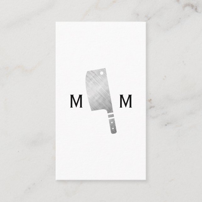 Metallic Butcher Knife Monogram Business Card (Front)