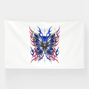Metallic Butterfly Blue Pink Flame Wings – Gothic  Banner