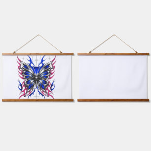 Metallic Butterfly Blue Pink Flame Wings – Gothic  Hanging Tapestry