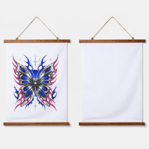 Metallic Butterfly Blue Pink Flame Wings – Gothic  Hanging Tapestry