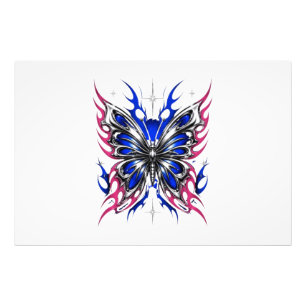 Metallic Butterfly Blue Pink Flame Wings – Gothic  Photo Print
