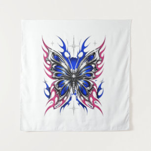 Metallic Butterfly Blue Pink Flame Wings – Gothic  Tapestry