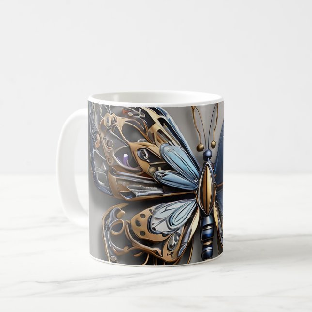 Metallic Butterfly Coffee Mug (Front Left)
