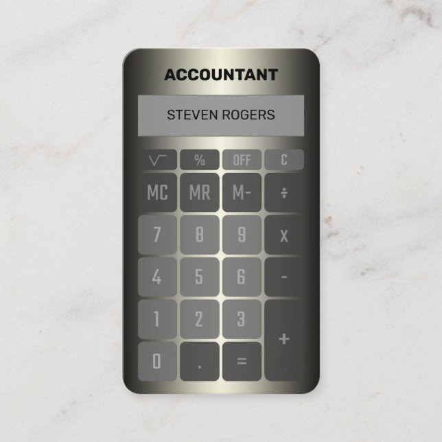 Metallic calculator faux looks business card (Front)