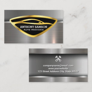 Metallic Car Logo   Industrial Style Business Card
