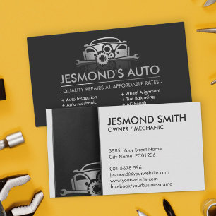 Metallic Car Silhouette - Mechanic Auto Repair Business Card