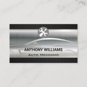 Metallic Carbon Fibre Car Illustration Business Card