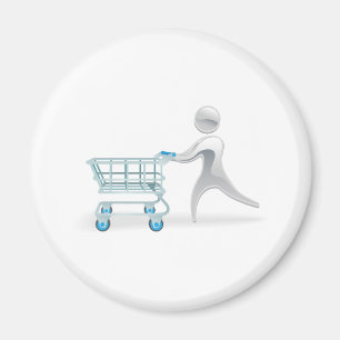 Metallic character shopping cart trolly concept magnet