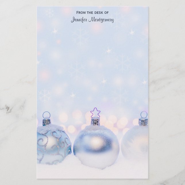 Metallic Christmas Balls Magical Photograph Stationery (Front)