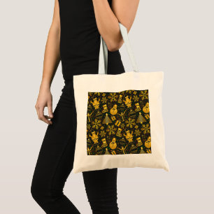 Metallic Christmas Collage Tote Bag