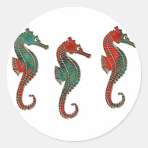 Metallic Christmas Seahorse Trio
