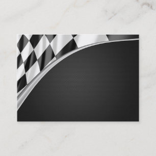 Metallic Chrome and Chequered Racing Flag Business Card