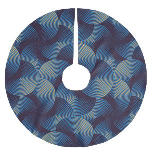 Metallic circles optical illusion, seamless patter brushed polyester tree skirt