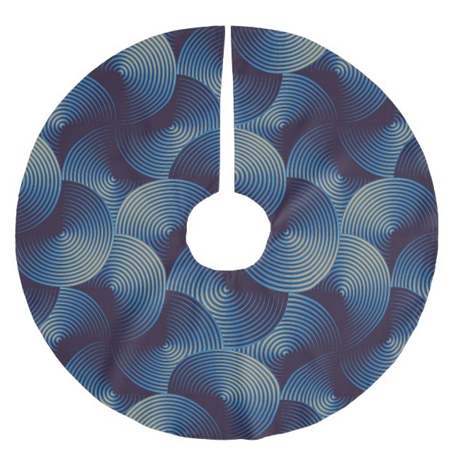 Metallic circles optical illusion, seamless patter brushed polyester tree skirt (Front)